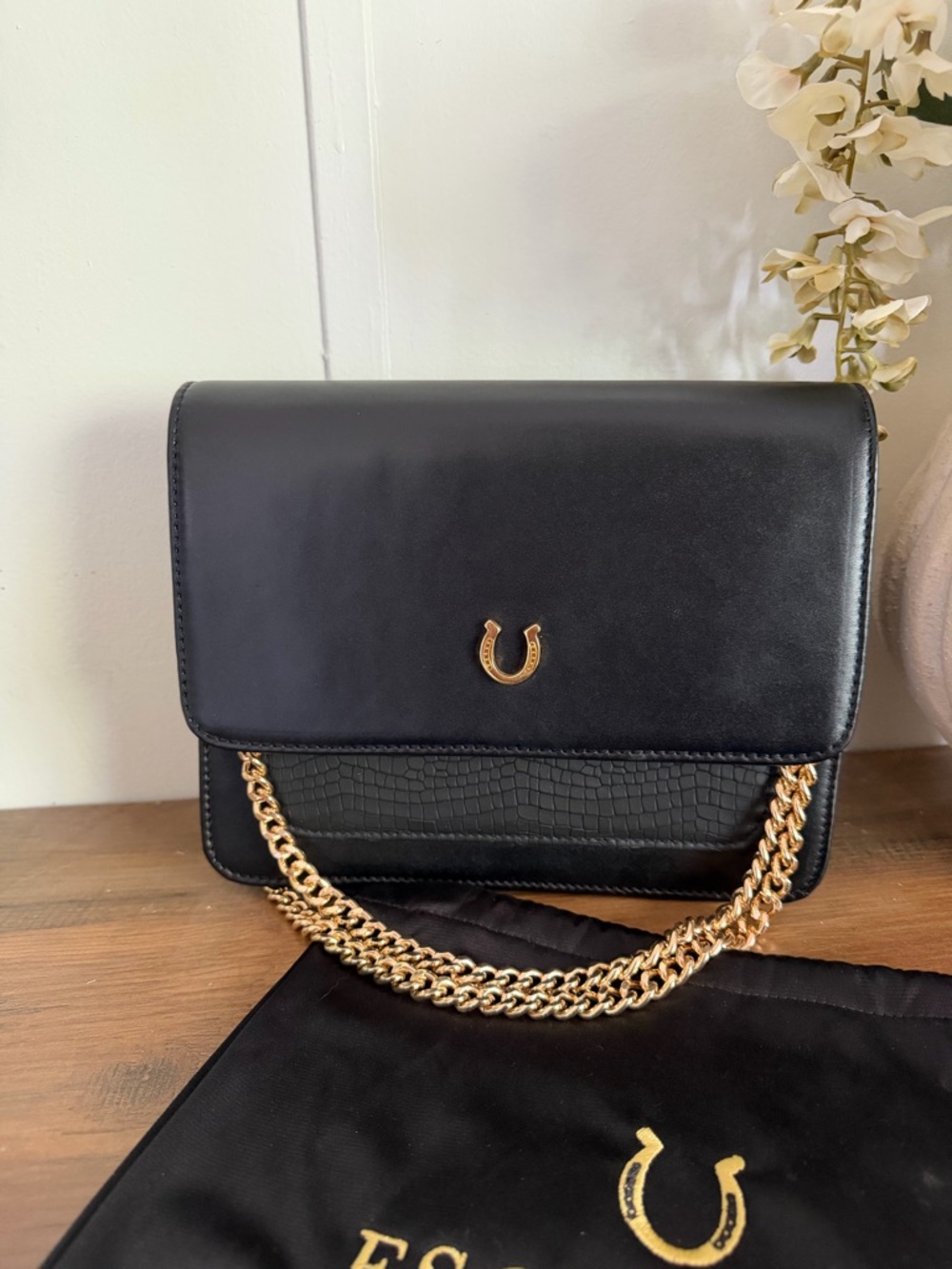 Esquivias Black Leather Western Chain Crossbody Bag - Picture 7 of 15